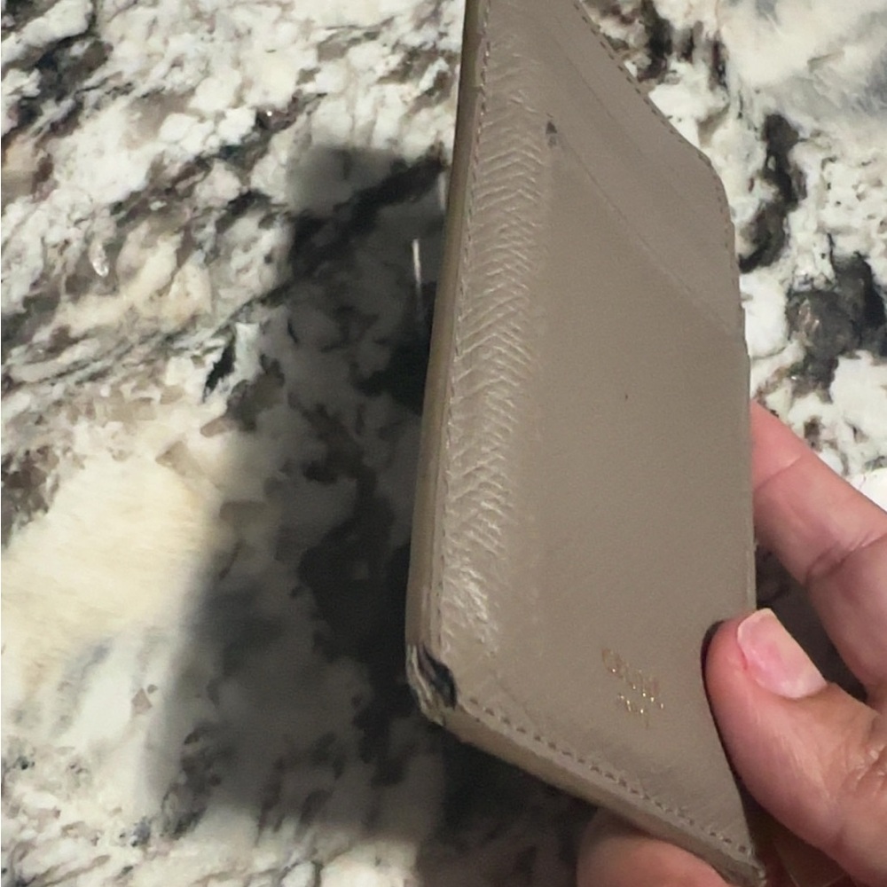 Celine Gray Leather Card Holder with Gold Accents - Picture 2 of 7